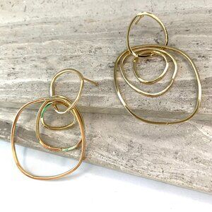 NEW~ Anthropologie Multi Hoop Gold Dangle Earrings